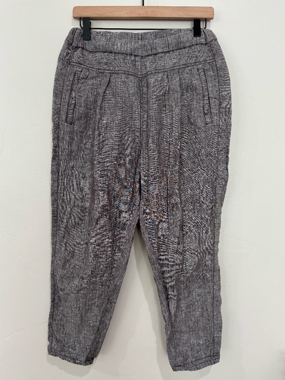 Anthropologie Hei Hei 100% Linen Cropped Gray Pull On Pants Size XS Tapered Leg